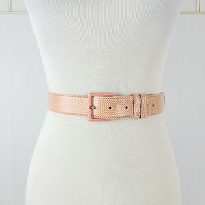 Lai Made in USA Peachy Pink Textured Genuine Leather Coquette Belt